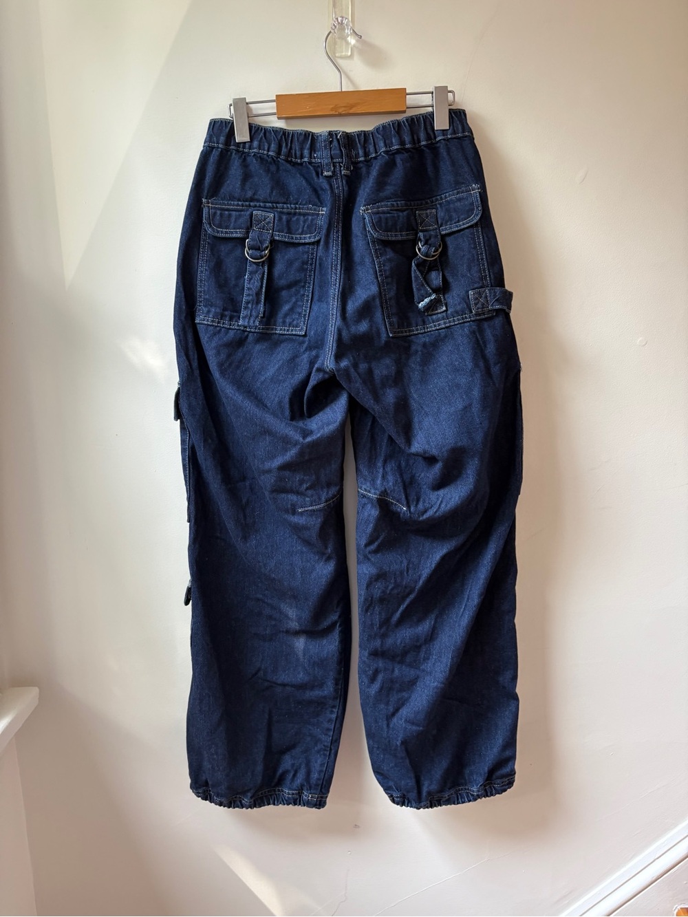 BDG Dark Blue Wide-Leg Cargo Jeans for Women - Picture 12 of 15